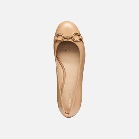 Leather ballerina flats VIRNILISA B WOMAN Beige - image number 5 | GEOX