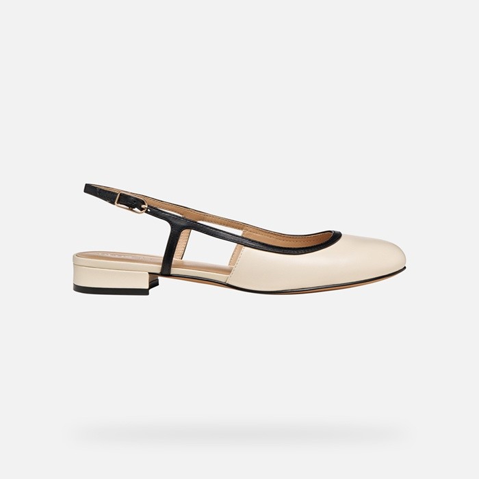 Slingbacks with low heels VIRNILISA B WOMAN Papyrus/Black | GEOX
