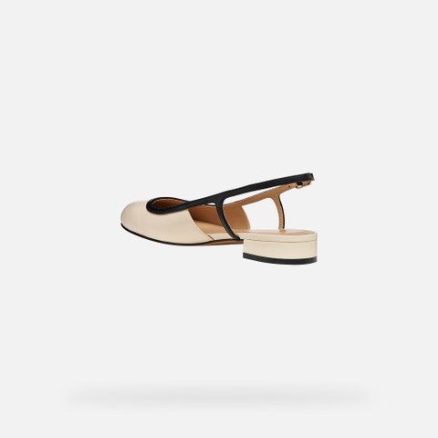 Slingbacks with low heels VIRNILISA B WOMAN Papyrus/Black - image number 3 | GEOX