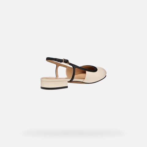 Slingbacks with low heels VIRNILISA B WOMAN Papyrus/Black - image number 4 | GEOX