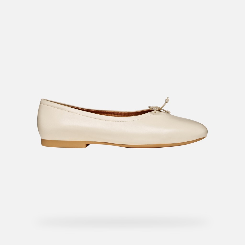 Leather ballerina flats NEW PALMARIA WOMAN Papyrus - image number 1 | GEOX