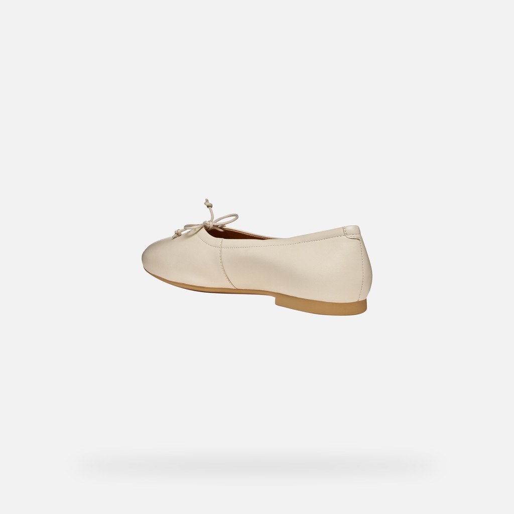 Leather ballerina flats NEW PALMARIA WOMAN Papyrus - image number 3 | GEOX