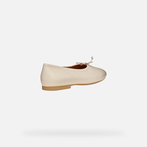 Leather ballerina flats NEW PALMARIA WOMAN Papyrus - image number 4 | GEOX