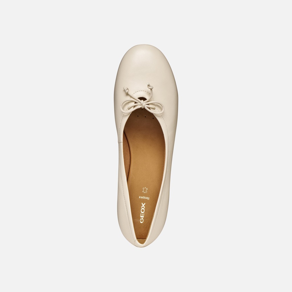 Leather ballerina flats NEW PALMARIA WOMAN Papyrus - image number 5 | GEOX