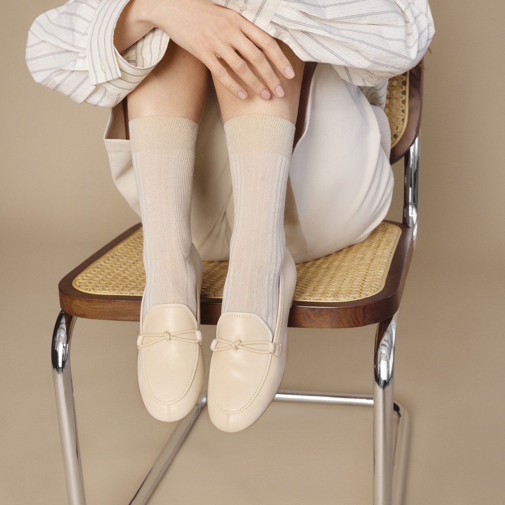 Ledermokassins NEW PALMARIA DAME Off-White - image number 2 | GEOX