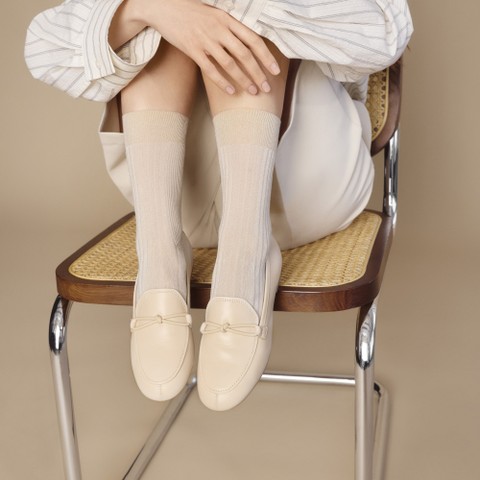 Ledermokassins NEW PALMARIA DAME Off-White - image number 2 | GEOX