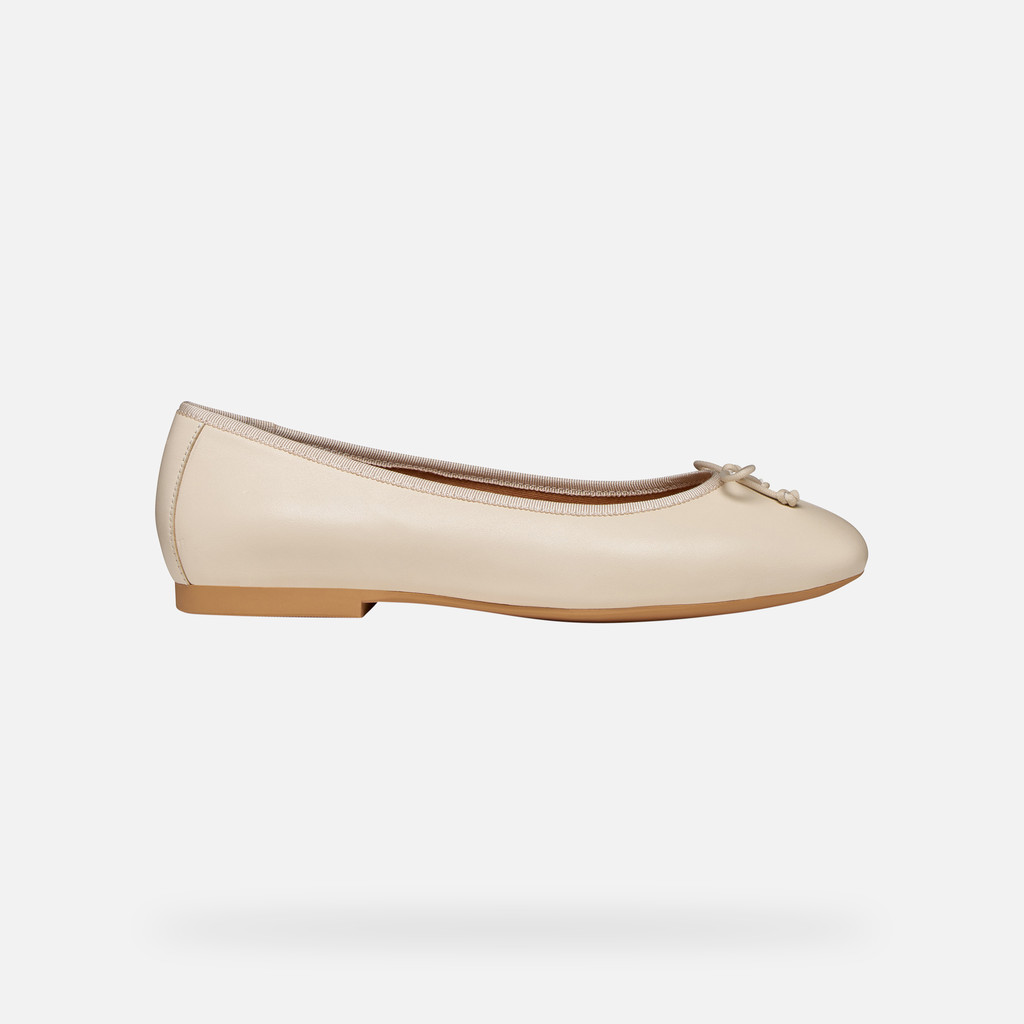 Leather ballerina flats NEW PALMARIA WOMAN Papyrus - image number 1 | GEOX