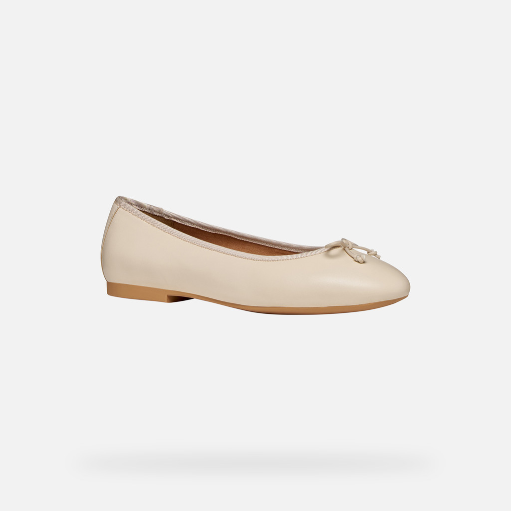 Leather ballerina flats NEW PALMARIA WOMAN Papyrus - image number 2 | GEOX