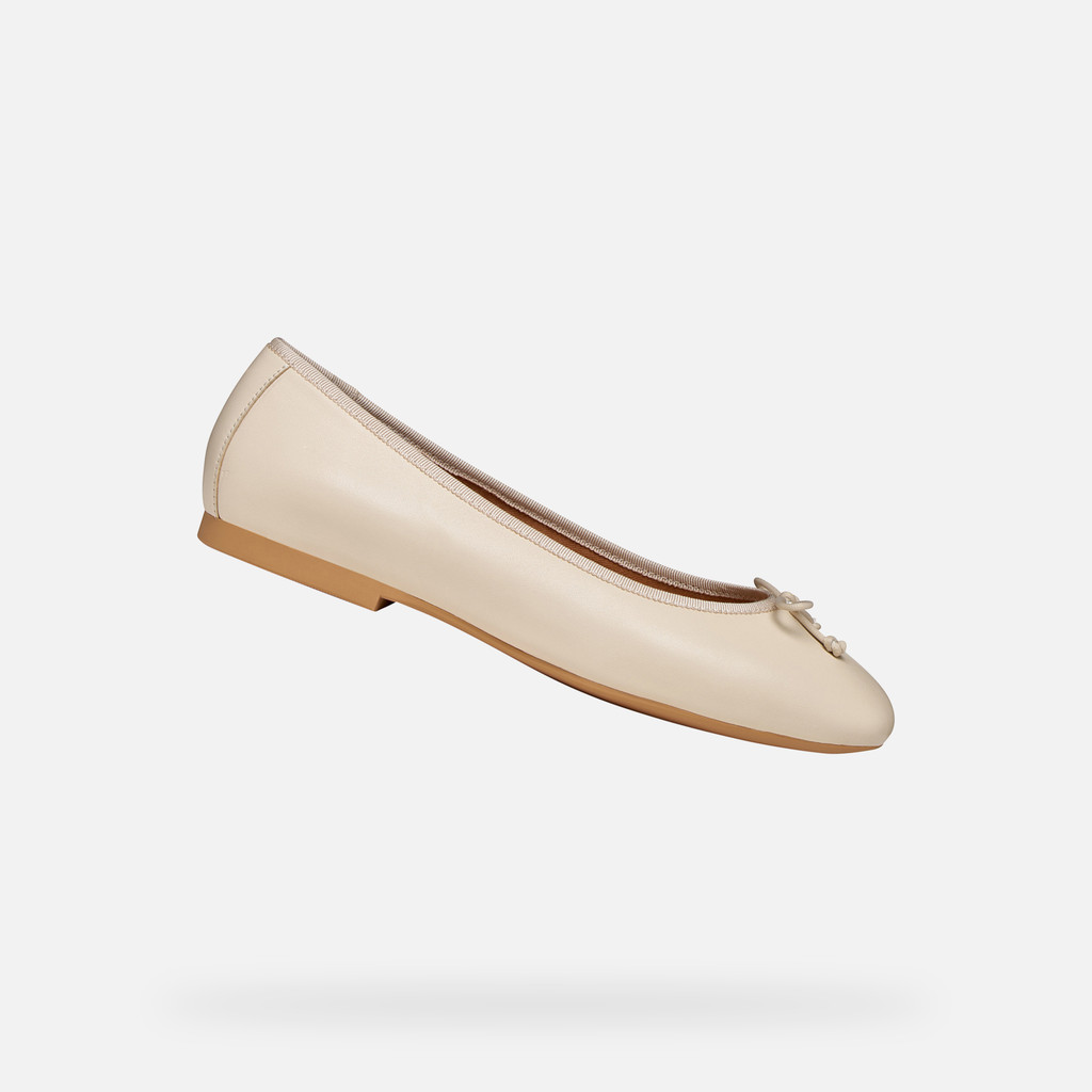 Leather ballerina flats NEW PALMARIA WOMAN Papyrus - image number 0 | GEOX