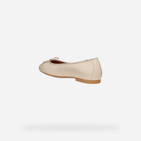 Leather ballerina flats NEW PALMARIA WOMAN Papyrus - image number 3 | GEOX