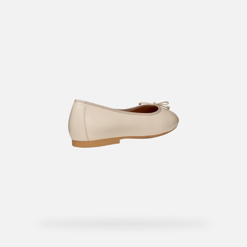 Leather ballerina flats NEW PALMARIA WOMAN Papyrus - image number 4 | GEOX