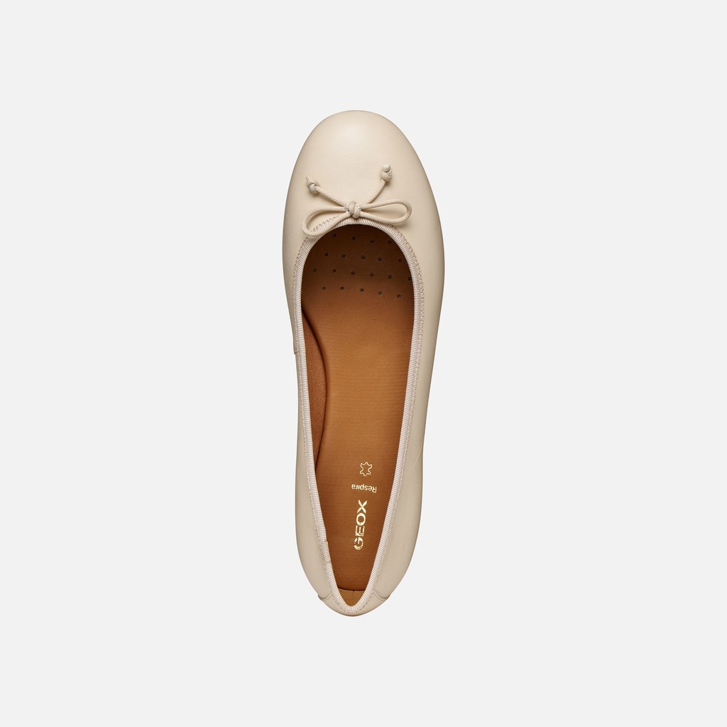 Leather ballerina flats NEW PALMARIA WOMAN Papyrus - image number 5 | GEOX