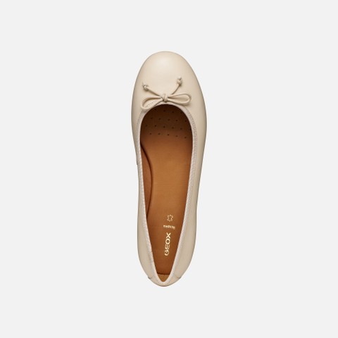 Leather ballerina flats NEW PALMARIA WOMAN Papyrus - image number 5 | GEOX