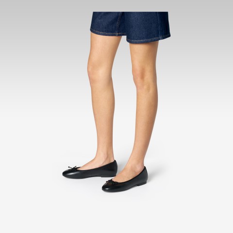 Leather ballerina flats NEW PALMARIA WOMAN Black - image number 1 | GEOX