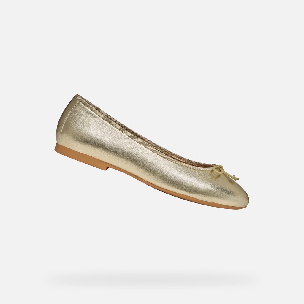 Ballerines en cuir NEW PALMARIA FEMME Or clair/Blanc cassé - image number 0 | GEOX