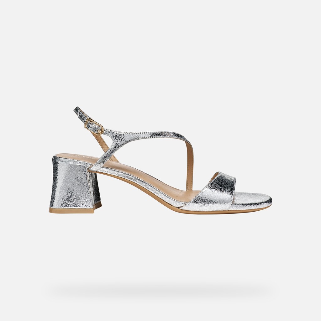 Medium-heeled sandals NEW ERAKLIA 50 T01 WOMAN Silver - image number 1 | GEOX