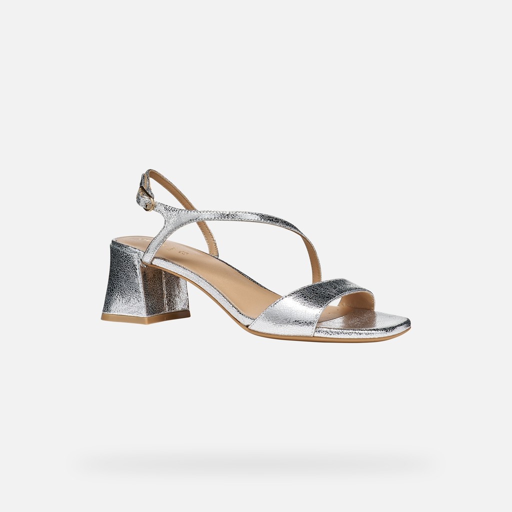 Medium-heeled sandals NEW ERAKLIA 50 T01 WOMAN Silver - image number 2 | GEOX