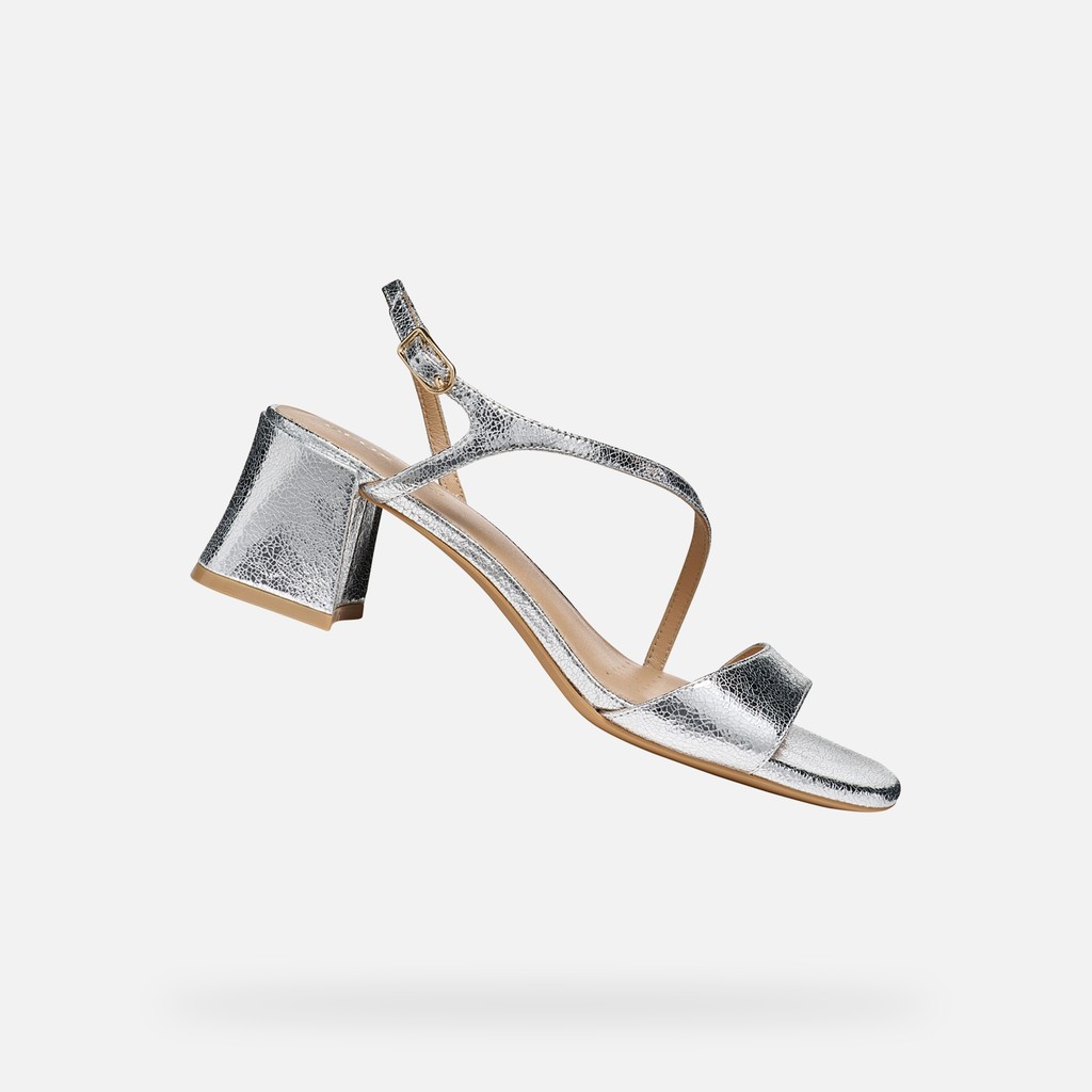 Medium-heeled sandals NEW ERAKLIA 50 T01 WOMAN Silver - image number 0 | GEOX
