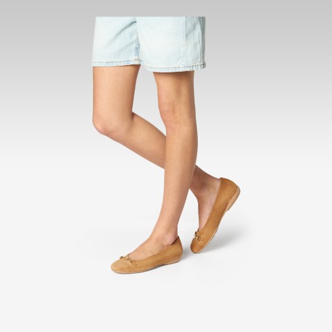 Suede ballerina pumps ANNYTAH WOMAN Cognac - image number 1 | GEOX