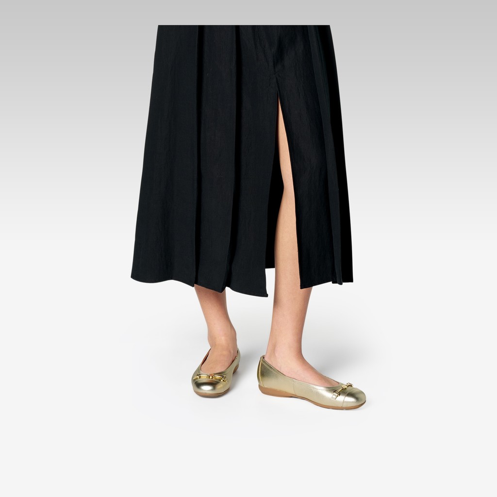 Leather ballerina flats ANNYTAH WOMAN Light Gold - image number 1 | GEOX