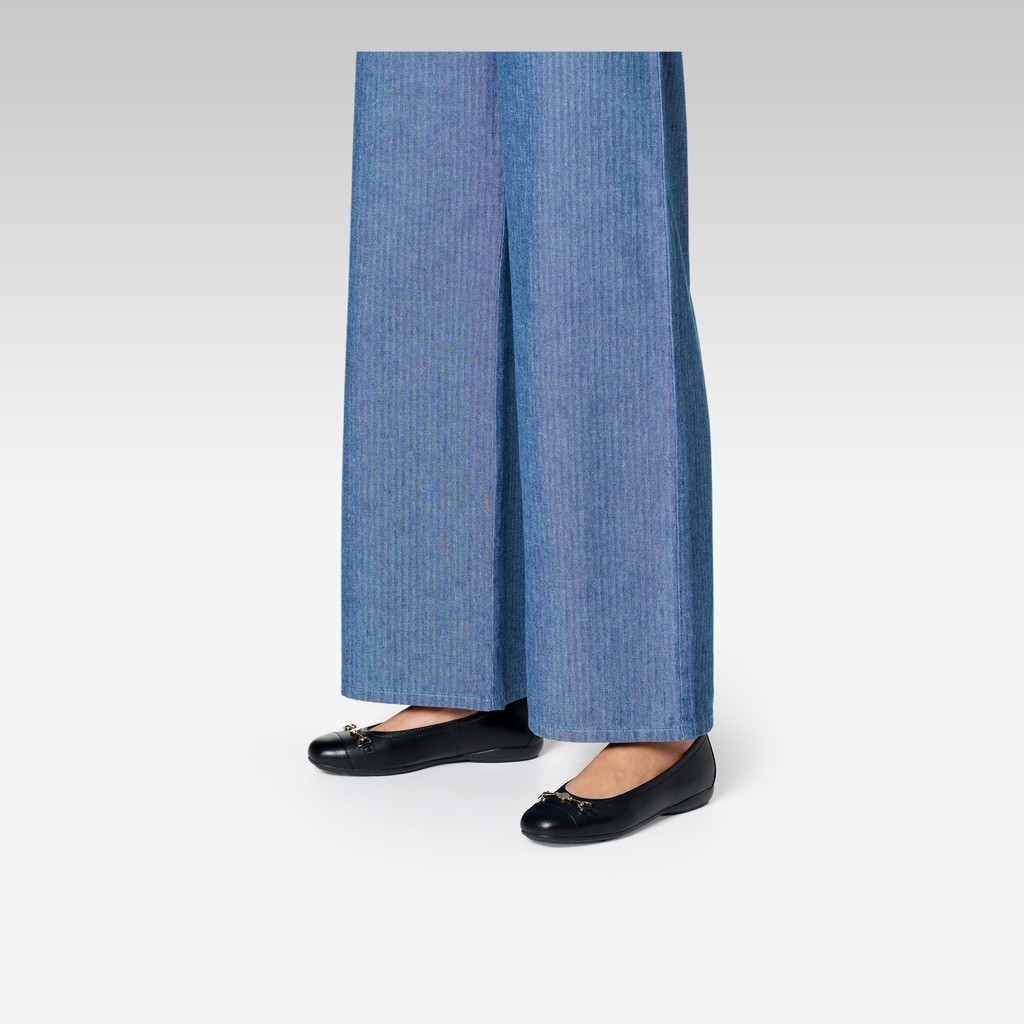 Leather ballerina flats ANNYTAH WOMAN Black - image number 1 | GEOX