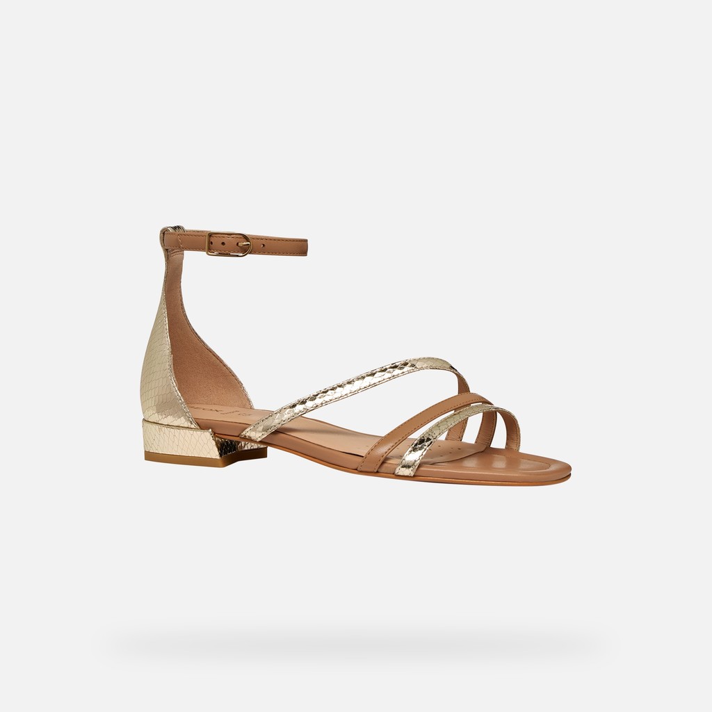Low-heel sandals NEW ERAKLIA 15 WOMAN Light Gold/Beige - image number 2 | GEOX