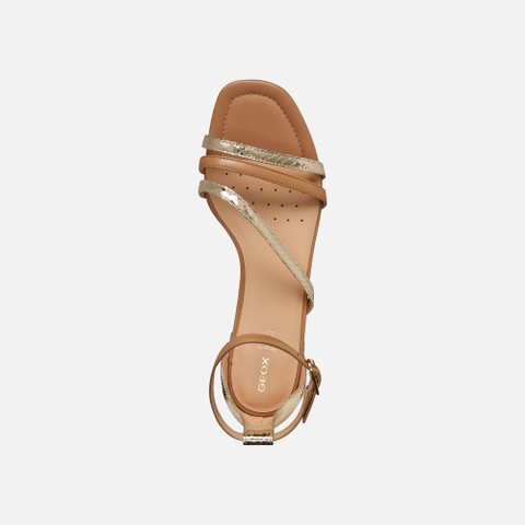 Low-heel sandals NEW ERAKLIA 15 WOMAN Light Gold/Beige - image number 5 | GEOX