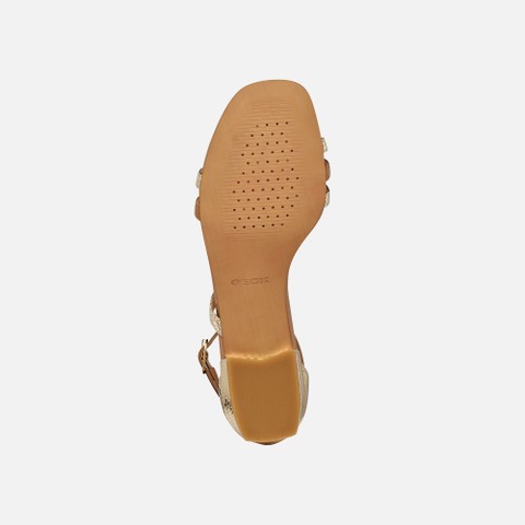 Low-heel sandals NEW ERAKLIA 15 WOMAN Light Gold/Beige - image number 6 | GEOX
