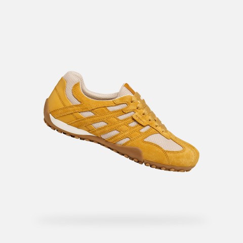 Baskets basse Vintage SNAKE ORIGINAL FEMME Jaune/Blanc cass&eacute; | GEOX