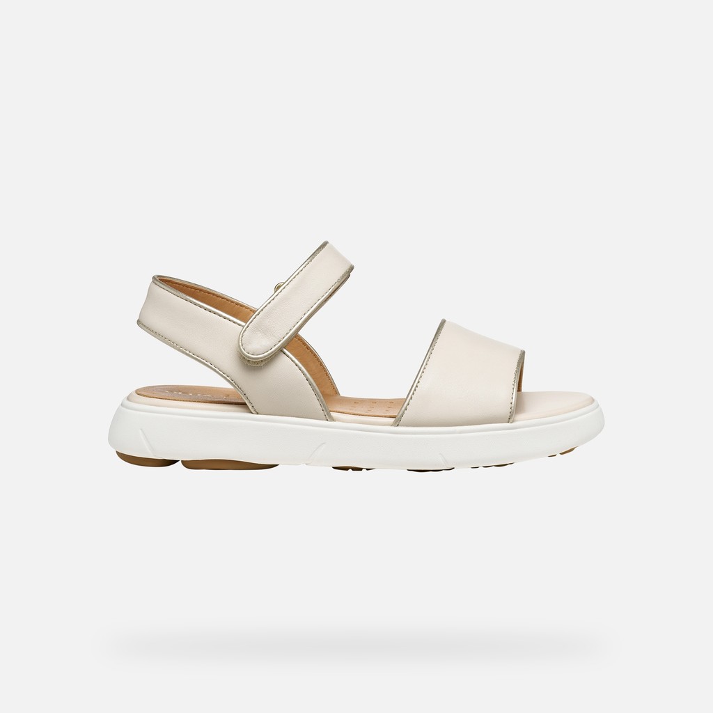 Flat sandals NEBULA 2.0 C S WOMAN Papyrus/Light gold - image number 1 | GEOX