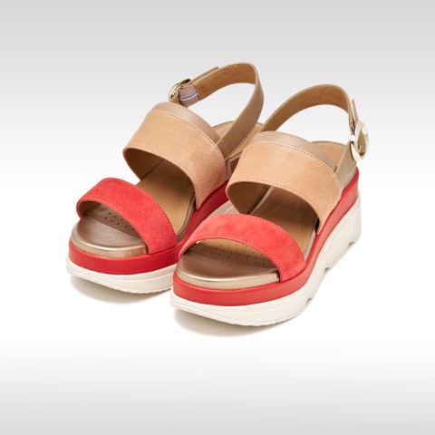 Wedge sandals GARDENIA WOMAN Peach/Light brown - image number 2 | GEOX