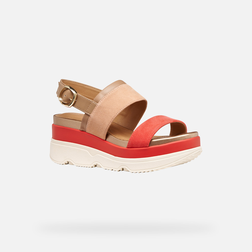 Wedge sandals GARDENIA WOMAN Peach/Light brown - image number 2 | GEOX