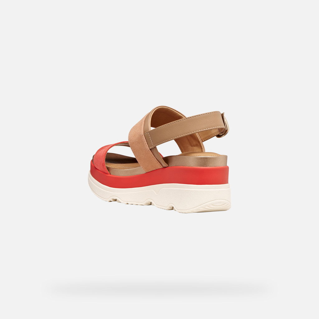 Wedge sandals GARDENIA WOMAN Peach/Light brown - image number 3 | GEOX