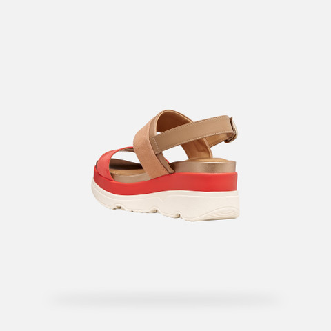 Wedge sandals GARDENIA WOMAN Peach/Light brown - image number 3 | GEOX