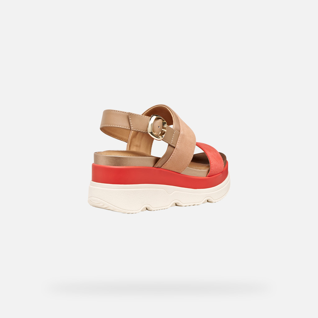 Wedge sandals GARDENIA WOMAN Peach/Light brown - image number 4 | GEOX