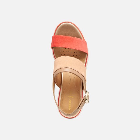 Wedge sandals GARDENIA WOMAN Peach/Light brown - image number 5 | GEOX