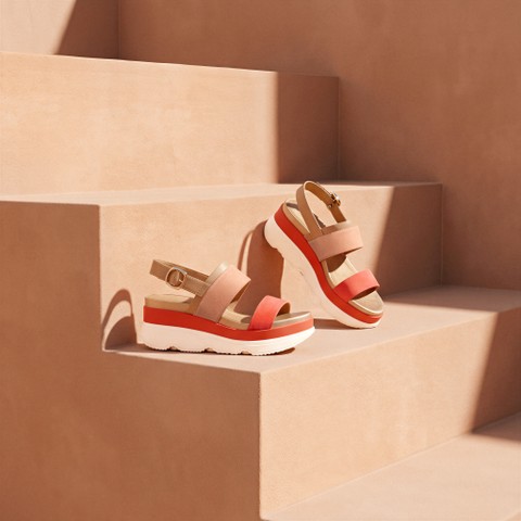 Wedge sandals GARDENIA WOMAN Peach/Light brown - image number 1 | GEOX