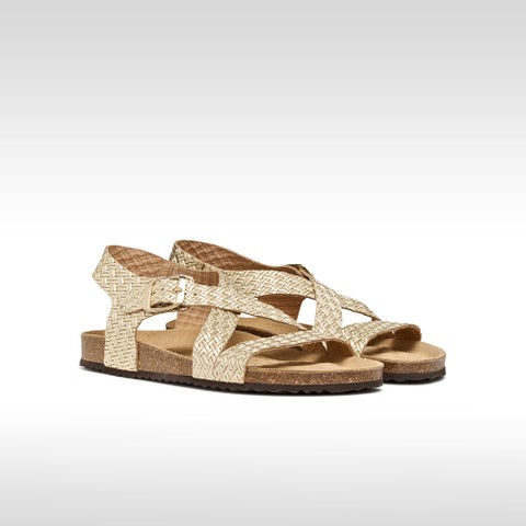 Flat sandals BRIONIA WOMAN Light Gold - image number 2 | GEOX