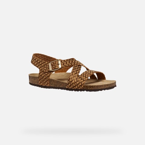 Flat sandals BRIONIA WOMAN Bronze - image number 2 | GEOX
