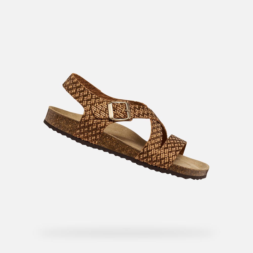 Flat sandals BRIONIA WOMAN Bronze - image number 0 | GEOX