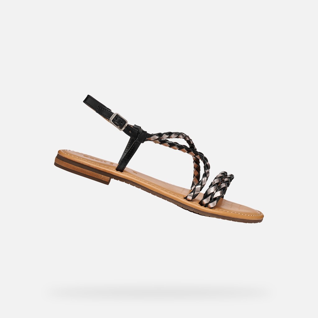 Flat sandals SOZY S WOMAN Black/Lead - image number 0 | GEOX