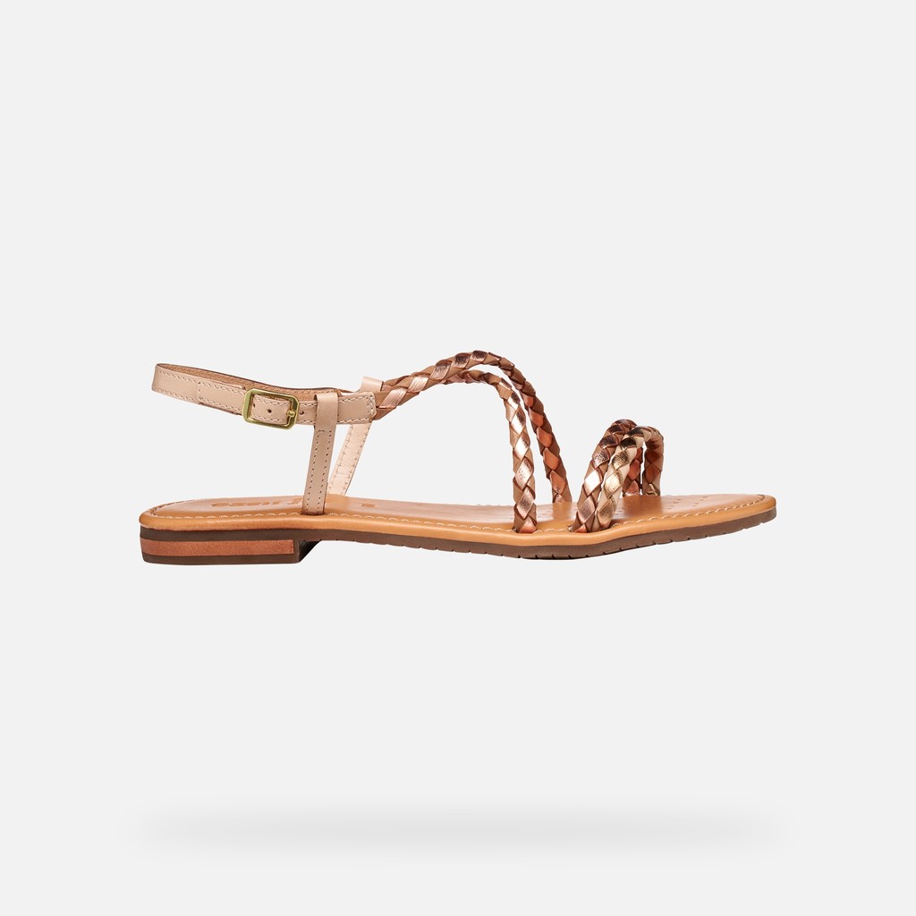 Flat sandals SOZY S WOMAN Beige/Rose gold - image number 1 | GEOX