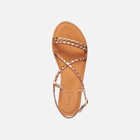 Flat sandals SOZY S WOMAN Beige/Rose gold - image number 5 | GEOX