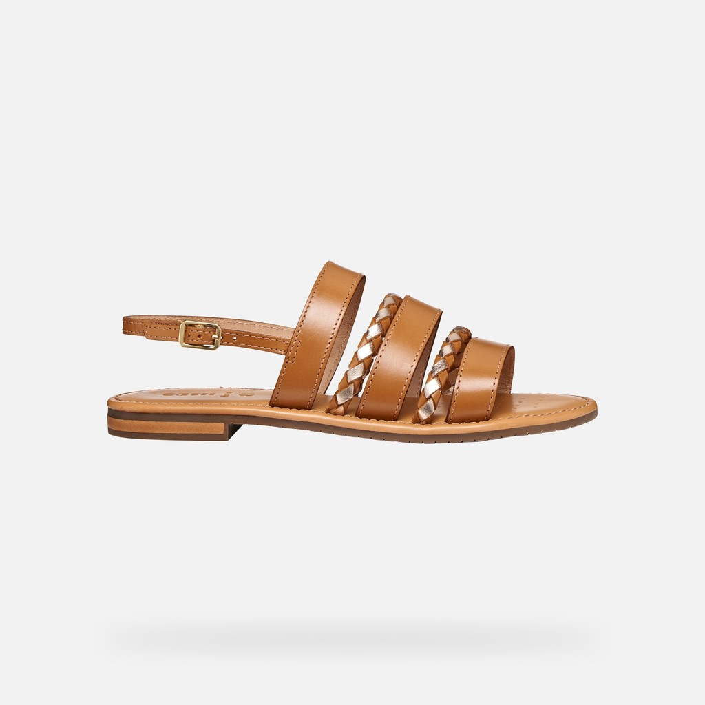 Flat sandals SOZY S WOMAN Camel/Light gold - image number 2 | GEOX