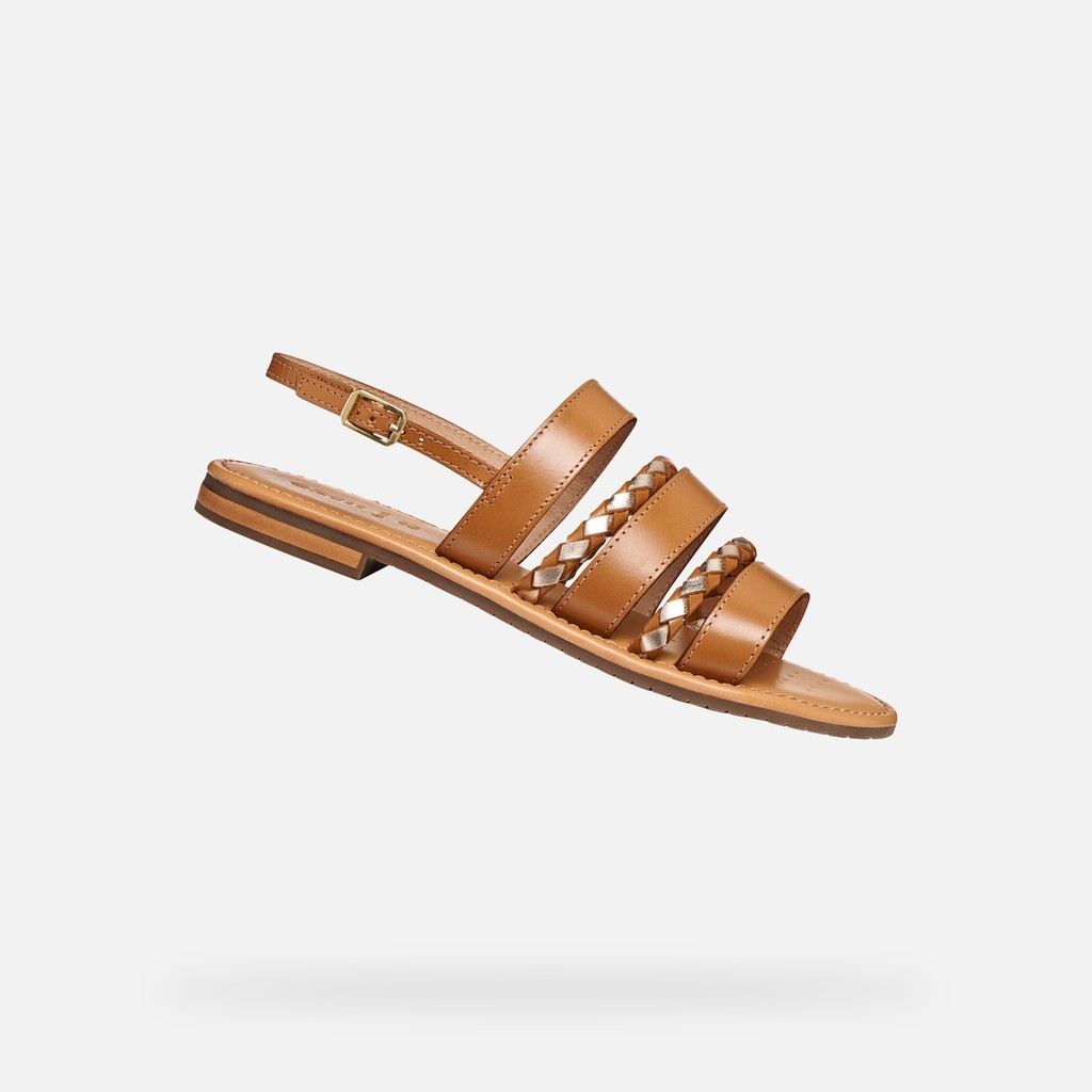 Flat sandals SOZY S WOMAN Camel/Light gold - image number 0 | GEOX