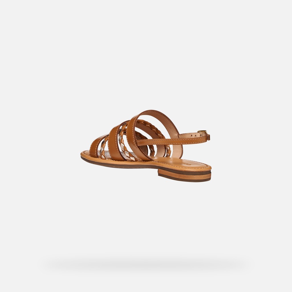 Flat sandals SOZY S WOMAN Camel/Light gold - image number 4 | GEOX