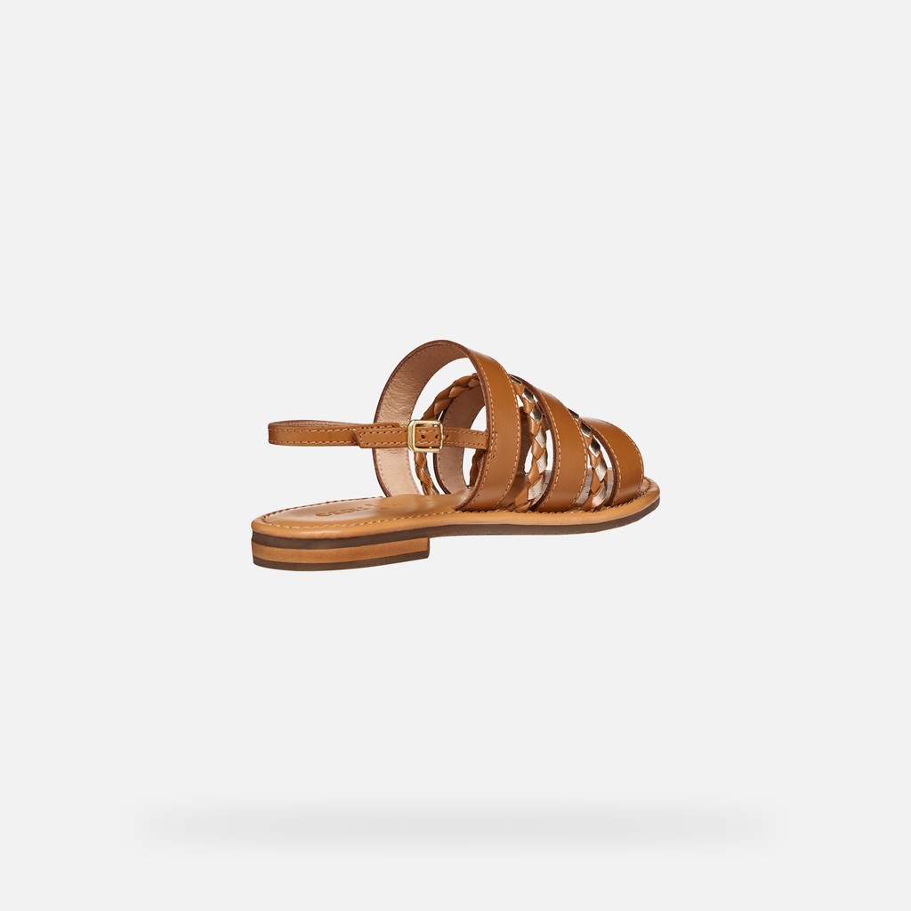 Flat sandals SOZY S WOMAN Camel/Light gold - image number 5 | GEOX