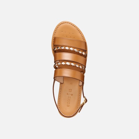 Flat sandals SOZY S WOMAN Camel/Light gold - image number 6 | GEOX
