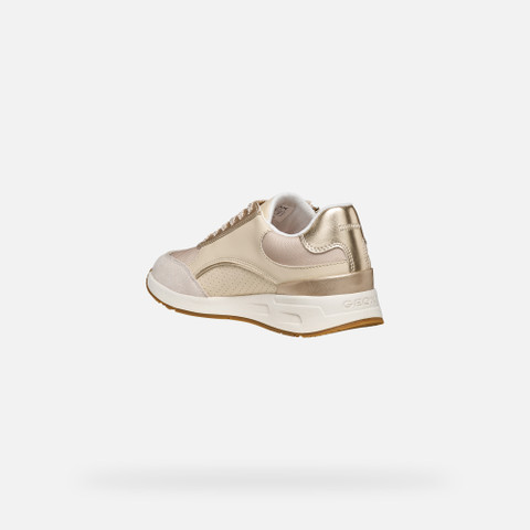 Low top sneakers BULMYA WOMAN Papyrus/Light gold - image number 3 | GEOX