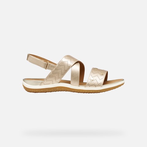 Flat sandals SANDAL VEGA WOMAN Light Gold - image number 1 | GEOX